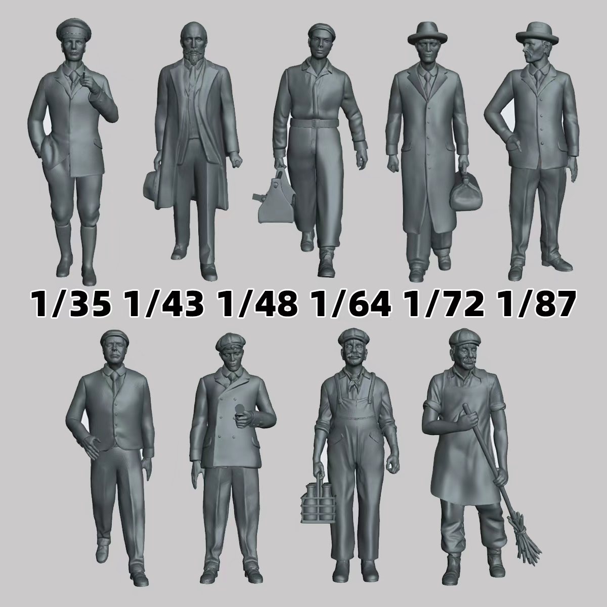 3D Printing Construction - Figuras de Resina de Hombres Civiles